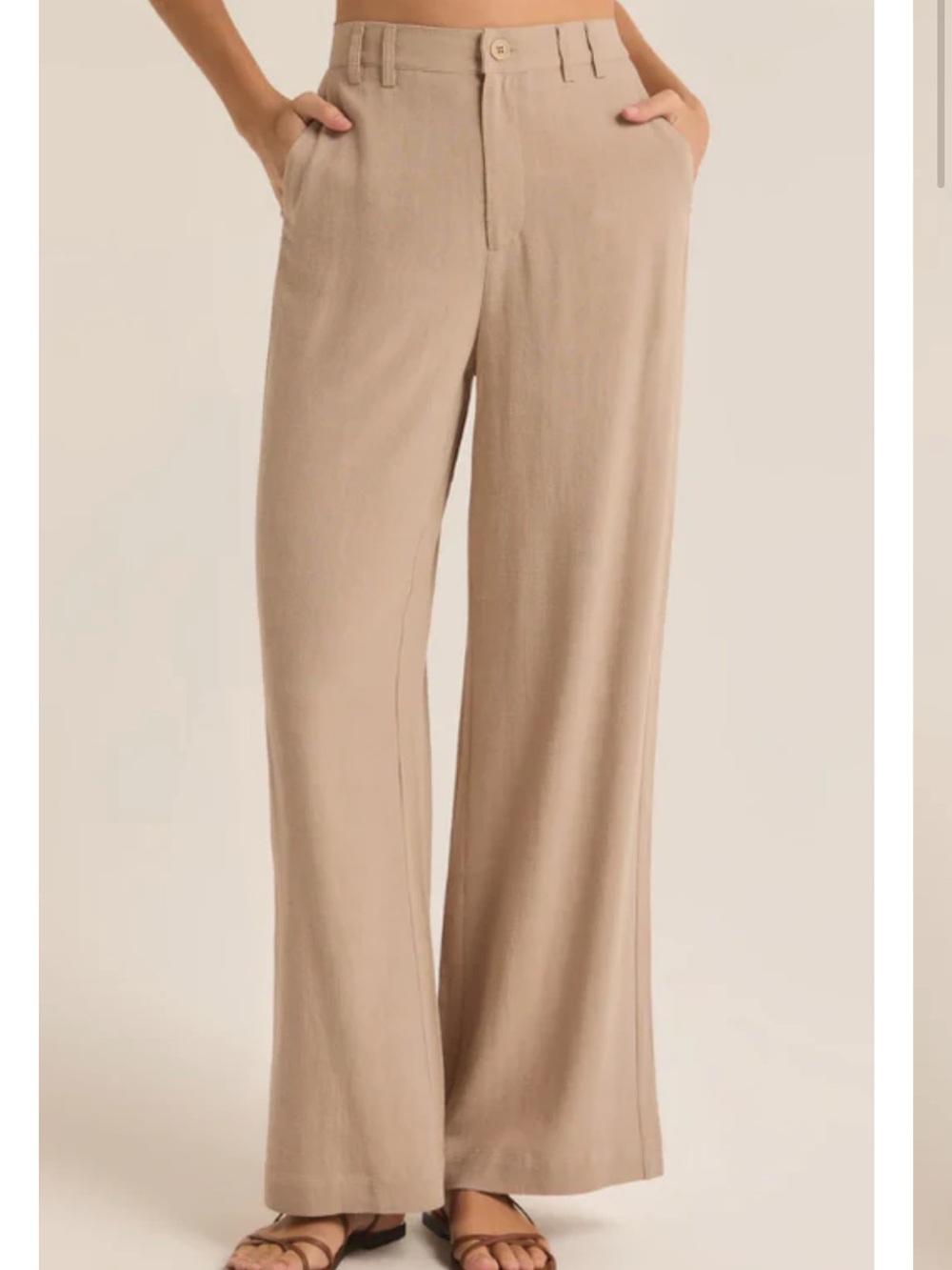 Z SUPPLY TAN MICAH ICED COFFEE LINEN PANT S